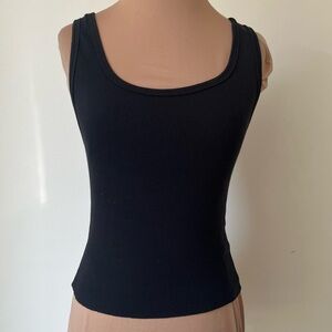 Reformation Ribbed Knit Black Scoop Neck Organic Cotton Neck Tank Top EUC Size S